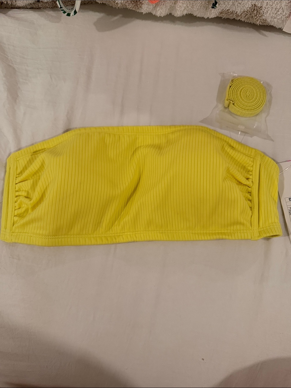 Target Yellow Ribbed Bandeau Bikini Top